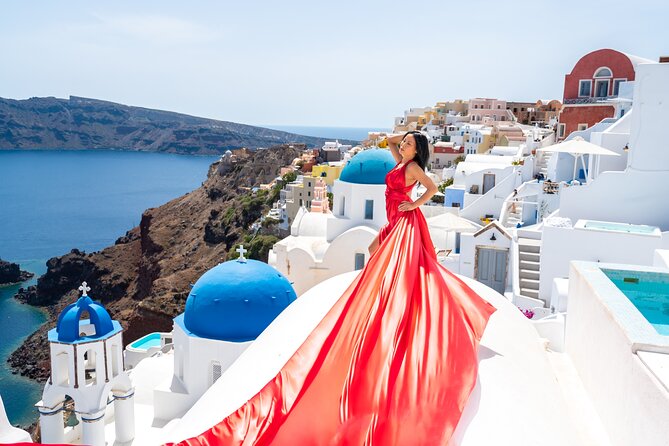 1-Hour Flying Dress Photoshoot, Instagram spots - Meeting in Firostefani at Agios Gerasimos