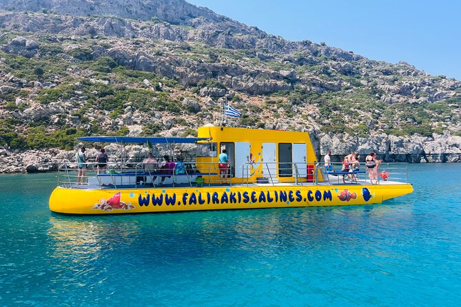 3 Hour Yellow Semi Submarine Swimming Cruise with Drinks Included! - Boarding on Rhodes Sea Lines: group size, language, and how the day moves
