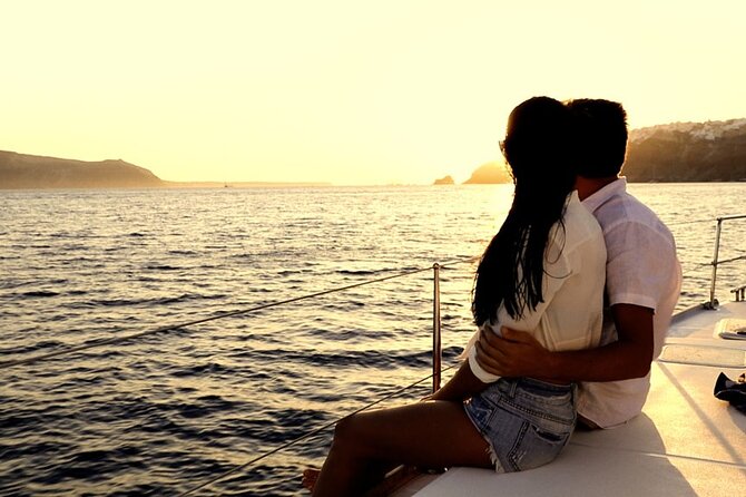 ALL-INCLUSIVE: Santorini Caldera Cruise with Greek Meal & Drinks - Nea Kameni dinner at anchor: Greek food, wine, beer, and salty sea air