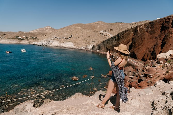 Archaeological Bus Tour To Akrotiri Excavations & Red Beach - Prophet Elias: monastery views and the modest-dress reality