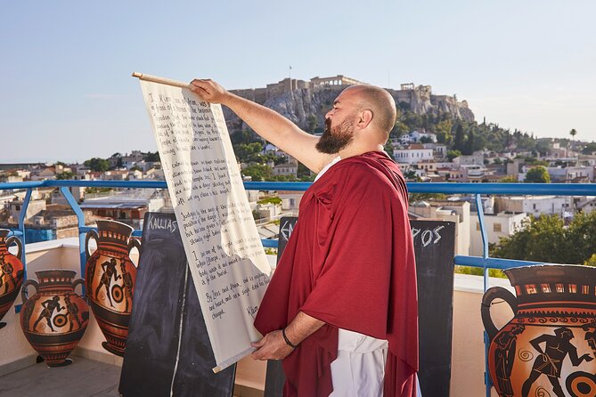 Athens: Ancient Greek Theatre Murder Mystery Experience - Audience interaction and the actor who does the heavy lifting