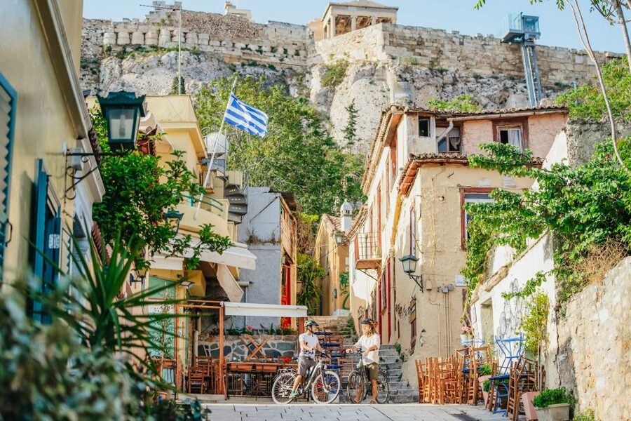 Athens: Old Town Highlights Guided E-Bike Tour - Plaka streets and Athens City Cathedral shade