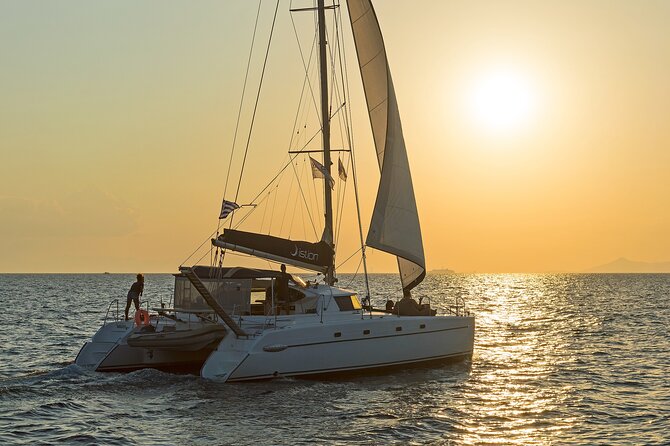 Athens Semi Private Sunset Catamaran Cruise with meal & drinks - Vouliagmeni Beach stop: clear water and an easy first swim