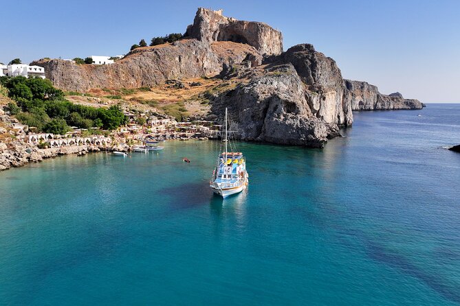 Bay to Bay Cruise in Lindos - Agathi Beach: calm water plus lunch, soda, and seasonal fruit