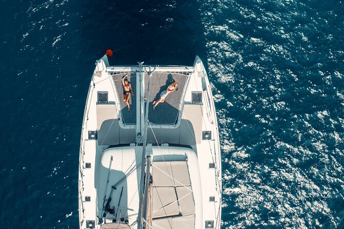 Beautiful Day Catamaran Caldera Cruise incl. Meal & Drinks - Volcano and Hot Springs: the water view plus the one swim you plan carefully