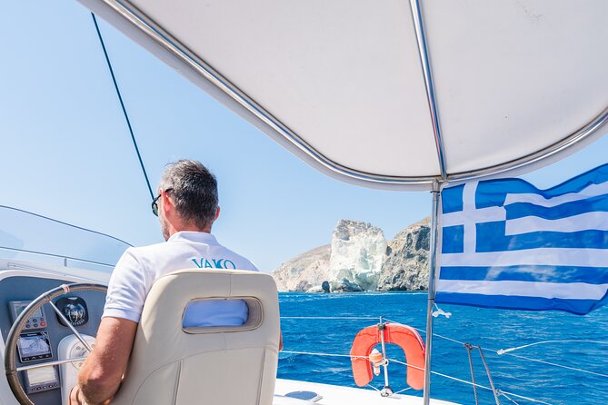 Best of Santorini Private Half-Day Catamaran Cruise with transfer and meal - Onboard crew, cooking, and the kind of food that makes the trip feel complete