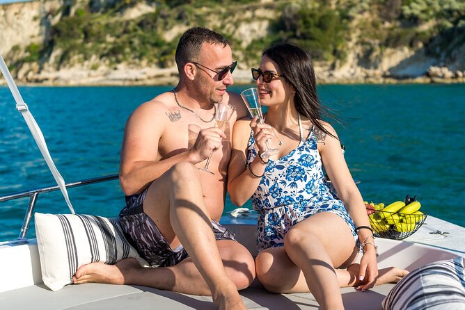Chania: Boat Rental Almyrida - Swimming setup: snorkeling gear, cooler, and music onboard