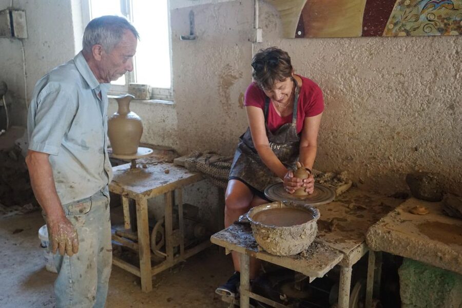 Crete: Full-Day Cretan Wines, Olive Oil, Raki and Food Tour - Thrapsano pottery workshop: wheel throwing and a silly sense of pride