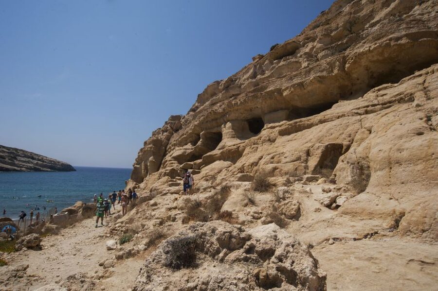 Crete: Matala Beach and Hippie caves, Red beach - A South Crete day built around Matala Beach, the Hippie caves, and Red Beach