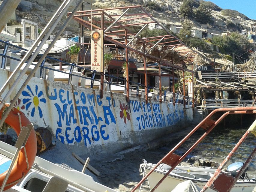 Crete: Matala Beach and Hippie caves, Red beach - Matala village time: murals, shops, and where to eat (cash helps)