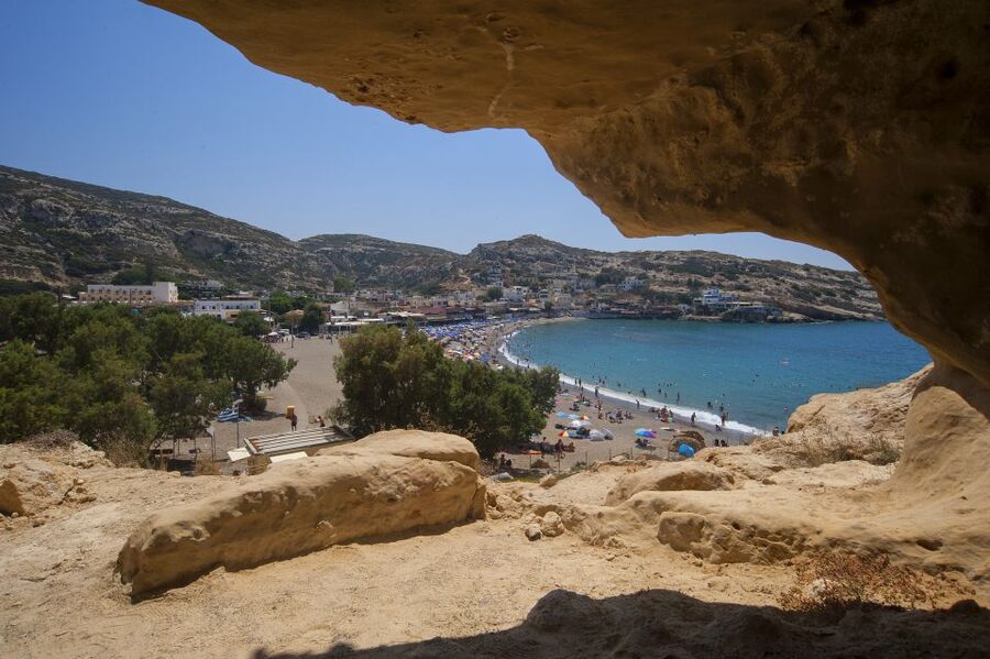 Crete: Matala Beach and Hippie caves, Red beach - Getting picked up in multiple towns, then settling into the ride