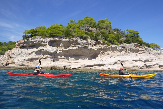 Epidavros sea kayak at the Ancient sunken city tour, small ancient theater - Snorkeling in about two meters of water over ancient remains