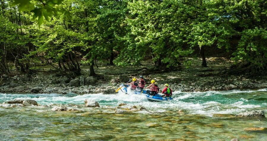 Epirus: Easy Rafting Experience on the Voidomatis River - Getting geared up: neoprene, boots, jacket, helmet, paddle