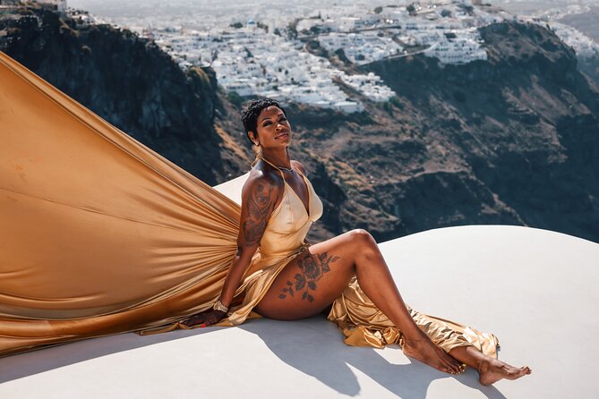 Exclusive Santorini Flying Dress Photoshoot with Pickup - Stop 2: Imerovigli studio time, where you get dressed and set up