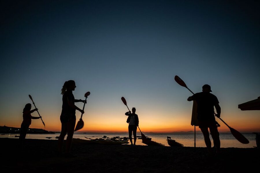 Faliraki: Sunrise Sea Kayaking Experience with Breakfast - Ladiko Beach breakfast: Greek food with an actual sea-view setting