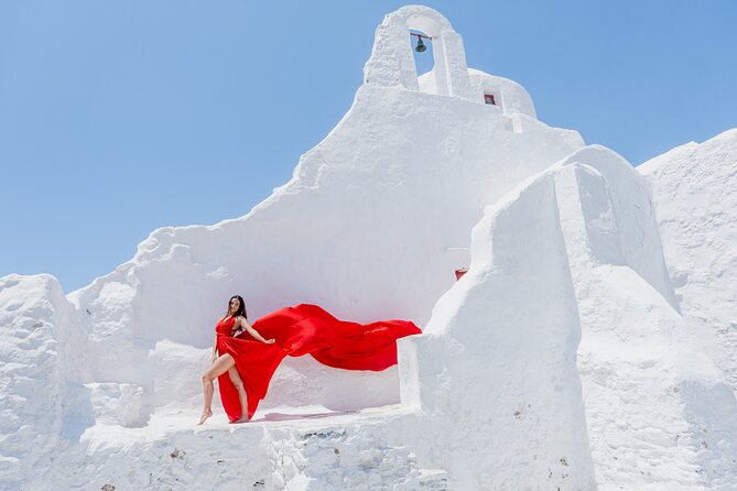 Flying Dress Mykonos Photoshoot - Choosing a Flymyk dress color and getting changed