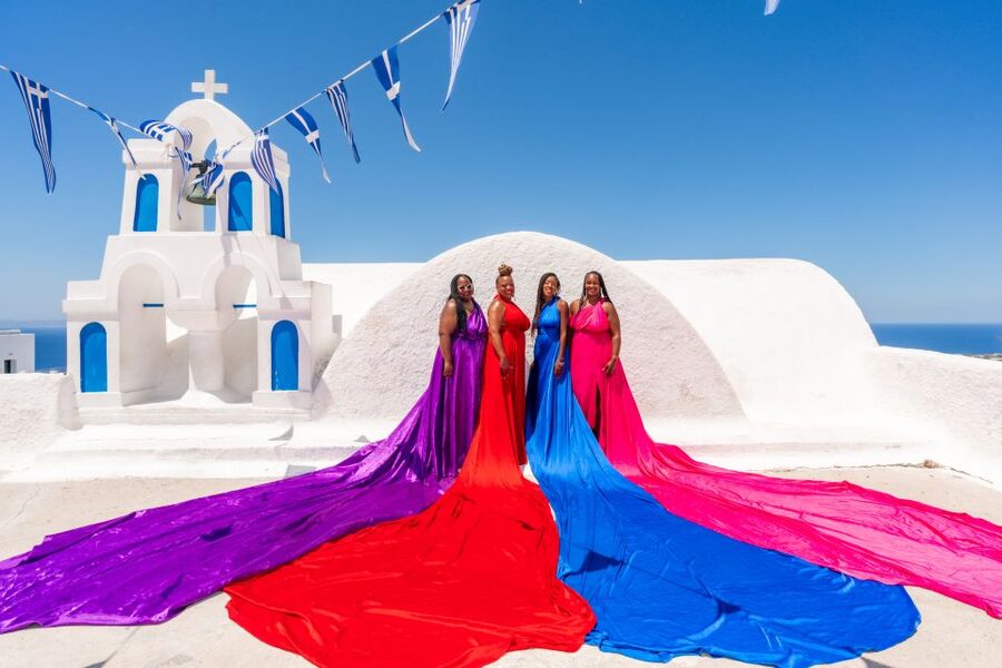 Flying Dress Santorini Photoshoot - Photo delivery: 7 days, and what to do if you’re leaving fast