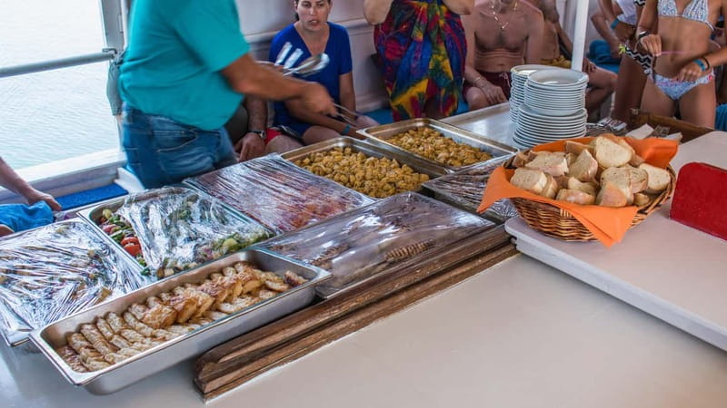 From Naxos: Koufonisia Boat Cruise and Rina's Cave w/ Lunch - Lunch, snacks, and the food value you can feel