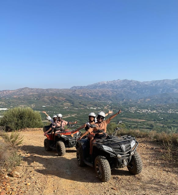 From Platanias: Quad safari with Hotel transfer - The mountain climb and cliffside viewpoint stop