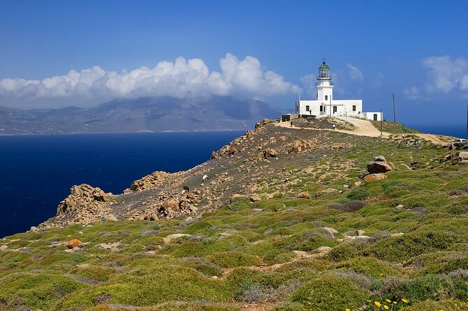 Half Day Private Tour Island with a Local in Mykonos - Agios Ioannis Beach: first photos, first sea views, and Delos on the horizon