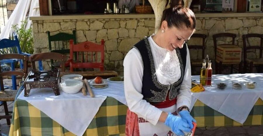 Heraklion: Cretan Cooking Lesson with Lunch in Arolithos - The terrace lunch: wine tasting, snacks, and eating with a view