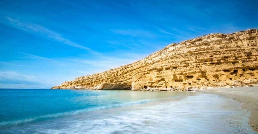 Heraklion: Matala Beach, Hippie Caves & Odigitria Monastery - Matala Beach time, sun, sea, and the hippie atmosphere you came for