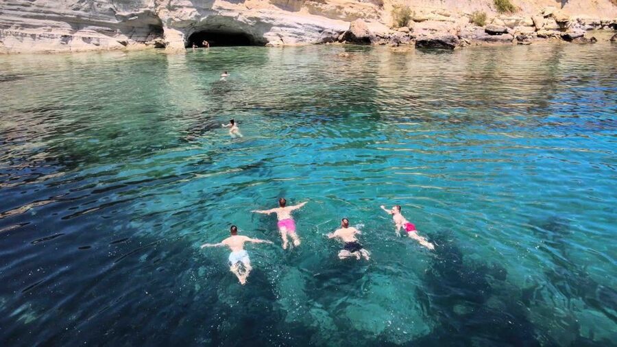 Hersonisos: Boat Cruise with Swim Stops and Lunch - Two swim stops in St. George bay and Stalis: how the water time works