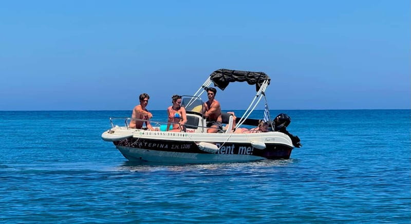 Hersonissos: Rent a Boat - No License Needed - Self-Drive on Crete: What No-License Really Means from Hersonissos