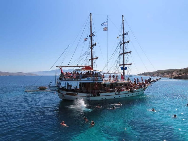 Kos : 3-Island Wooden Ship Cruise w/ Lunch on Captain Hook - Pserimos Island: free time, shopping, and beach lounging