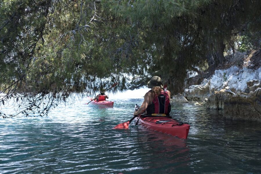 Lefkada: Full Day Sea Kayaking Tour - Entering Lefkada’s calm water world from Nydri Port