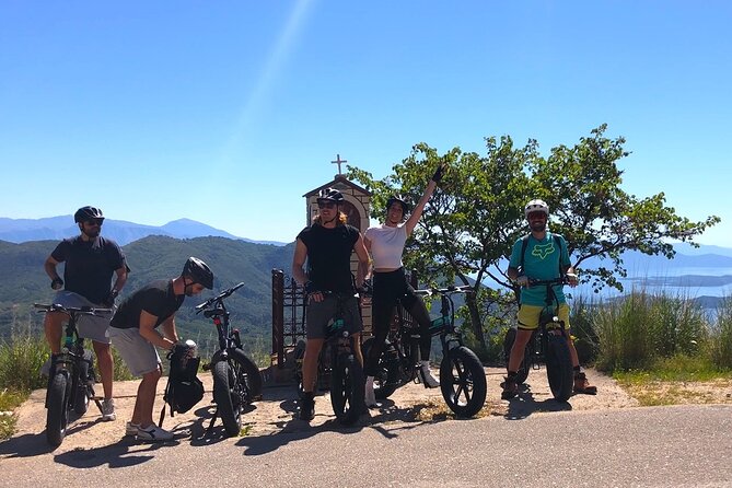 Lefkada: Mountain Gems Electric Fat Bicycle Tour & Tasting - Egklouvi’s main square: plane-tree shade and an easy breather