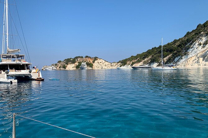 Luxury Day Cruises to Ithaca - swimming, snorkeling food and more ! - Skinos Bay Beach and lunch on board: where the day turns into food and sailing