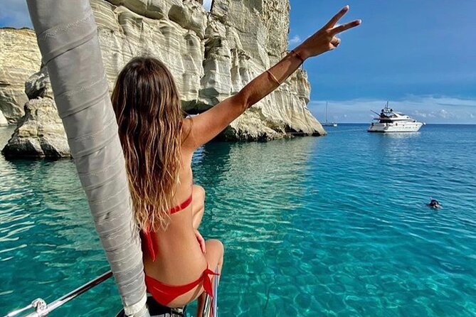Milos and Polyaigos Full Day Cruise with Meals and Snorkelling - The south beaches pass: Tsigrado, Fyriplaka, Provatas