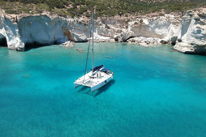 Milos caves snorkelling Catamaran Cruise in a small group - Why a 12-Person Catamaran Works Better for Milos Caves