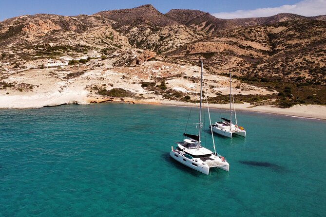 Milos & Poliegos Catamaran Cruise Homemade Full menu BBQ & Drinks - Meeting at Naya Yachting Port: Quick Setup, Easy Start