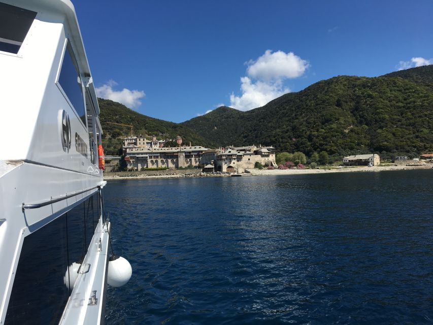 Mount Athos Glassbottom Cruise with Ammouliani Island visit - Getting to the port: Ouranoupoli, Tower of Prosphorion, and the 10:30 departure