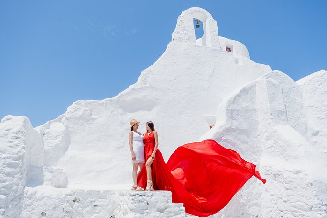 Mykonos: Flying Dress Photoshoot - Panagia Paraportiani: the Side Gate church stop that adds meaning