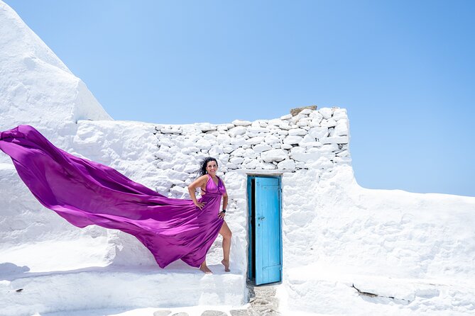 Mykonos: Flying Dress Photoshoot - Windmills backdrops and pose direction that keeps you comfortable
