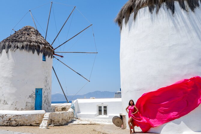 Mykonos: Flying Dress Photoshoot - What you get: 50 edited photos in 6 days, plus all unedited files