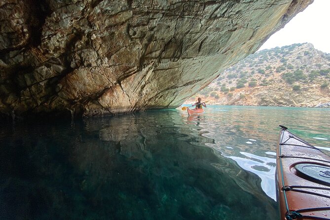 Naxos: Rhina Cave Sea Kayaking Tour - Stop 1 at Kalados Beach: orientation, entry, and your first views