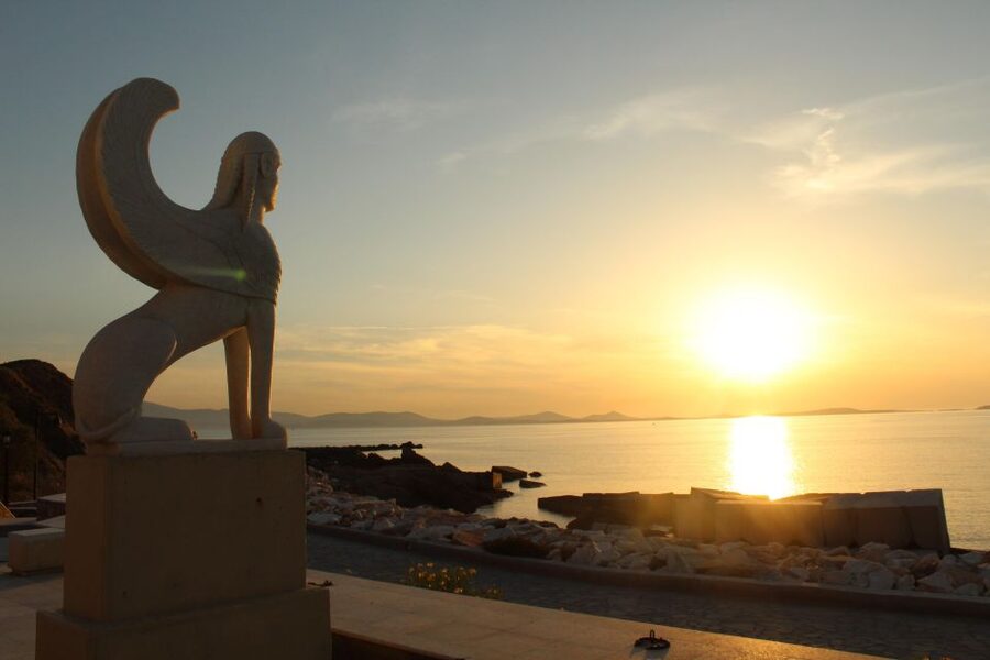 Naxos: Wine and Mythology Sunset Tour - Town Hall Sphinx to Old Town Views: how the tour starts