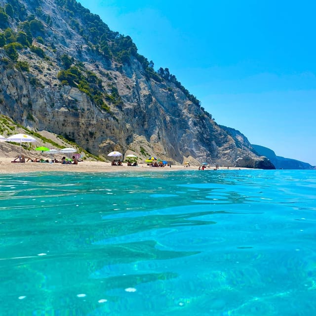 Nydri: Boat Cruise to the famous beaches of Lefkada - Porto Katsiki From the Sea: The Cliffs, the Crowd, and the Offshore Swim