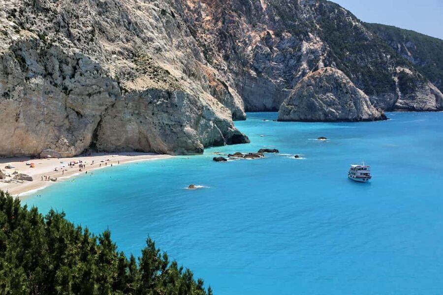 NYDRI: Cruise to Egremni, Porto Katsiki, Agiofili of Lefkada - Stop 2 Porto Katsiki: Swim from the Boat, Then Enjoy the Stairs-Down Moment