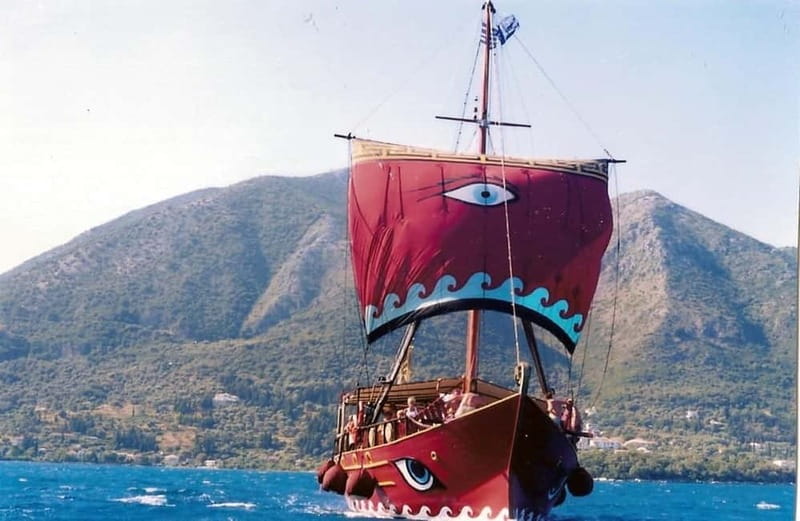 Nydri: Full-Day Wooden Boat Cruise with BBQ & Drinks - First swim stop at Papanikolis cave near Lefkada and Meganisi