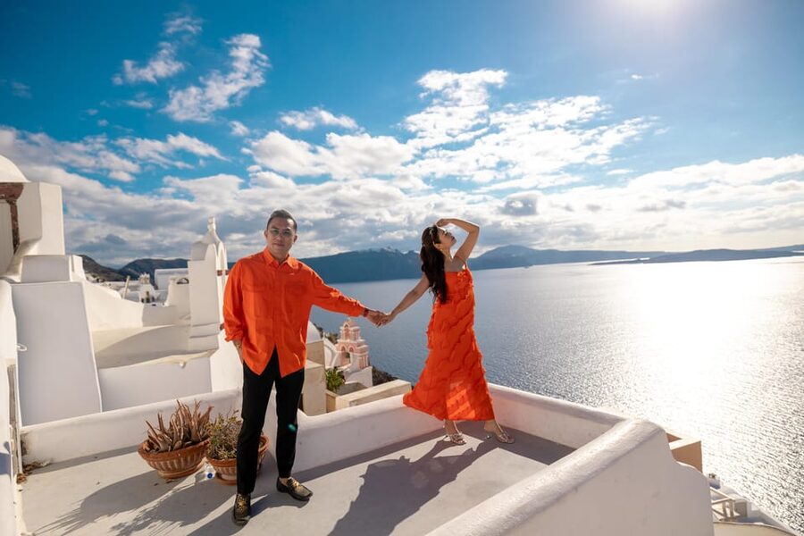 Oia: Couple photoshoot with 30 edited Photos - Blue Domes and Whitewashed Streets: What Your Photos Capture