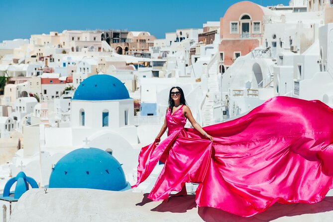 Photoshoot in Flying Dresses in Santorini - Changing Without Drama: Portable Tent, Tight Fit, and Sweat Control