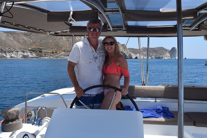 Private Luxury Santorini Catamaran Cruise with Port Pickup - What’s Included Aboard: Masks, Towels, Restrooms, and the Drink Setup