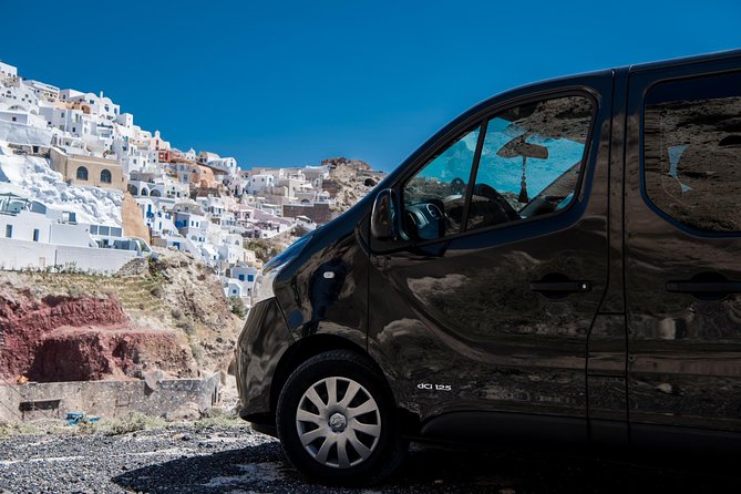 Private Transfer from-to Santorini airport to-from anywhere in Santorini Island - The SANTOESTRELLA sign at Santorini airport, and why it matters
