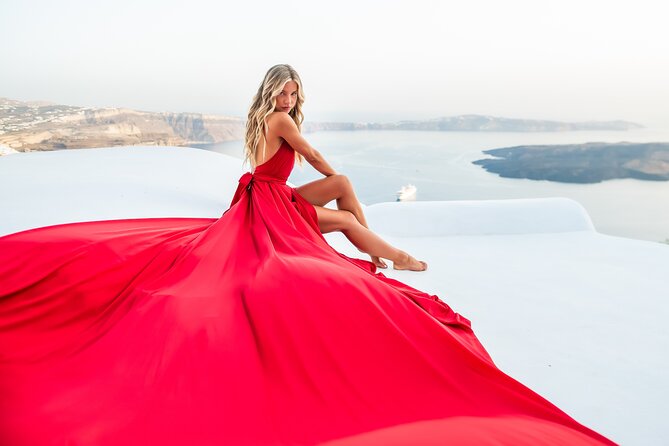 Professional Flying Dress Photoshoot In Santorini - Posing coaching you can actually use, so you look natural
