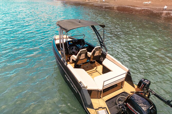 Rent a SpeedBoat in Santorini with License or Skippered - The Route: Red Beach, Mesa Pigadia, Nea Kameni, Oia, and Thirassia